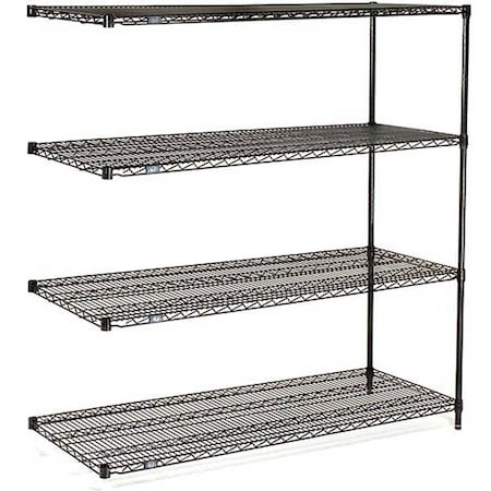 Nexel 4 Tier Black Epoxy Wire Shelving Add-On, 60W x 24D x 86H A24608B